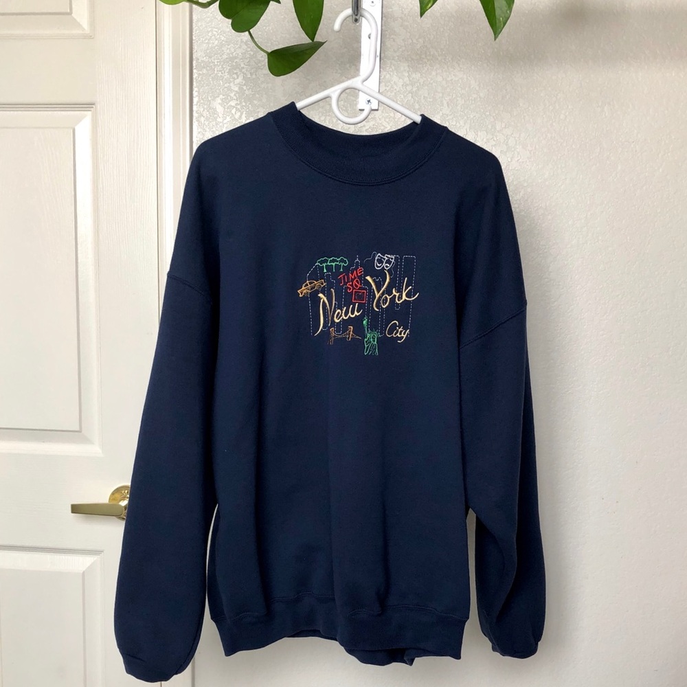 Vintage Embroidered New York Oversized Sweater